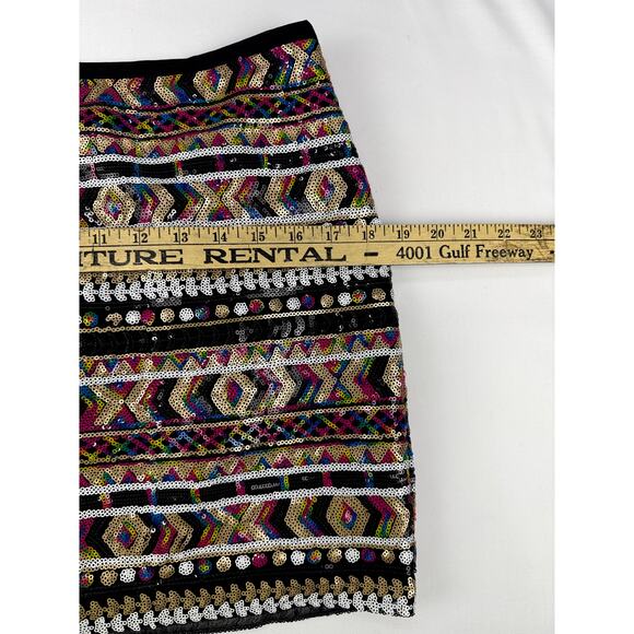 GUESS Sequin Skirt M vibrant geometric patterns. mix of colors for a bold look - Picture 7 of 10